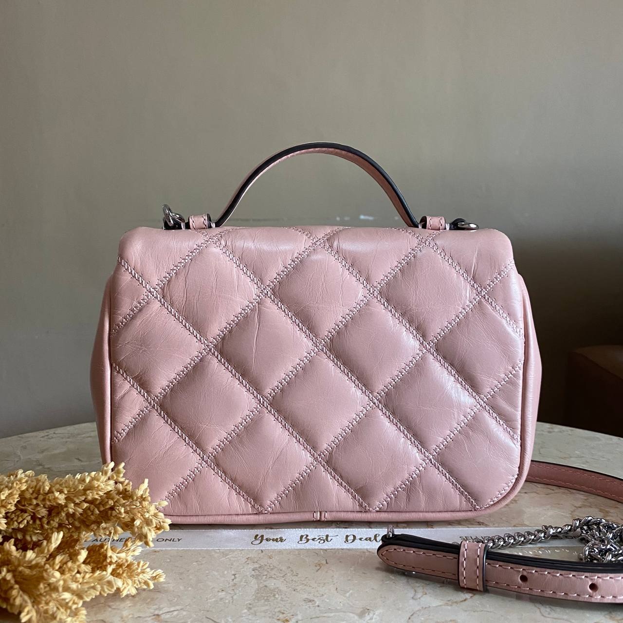 Tory Burch Glazed Mini Top Handle Rose Sachet