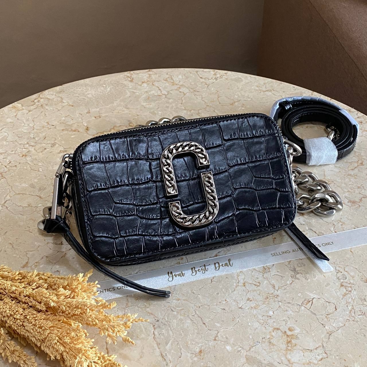 Marc Jacob The Snapshot Croco Embossed Camera Bag 