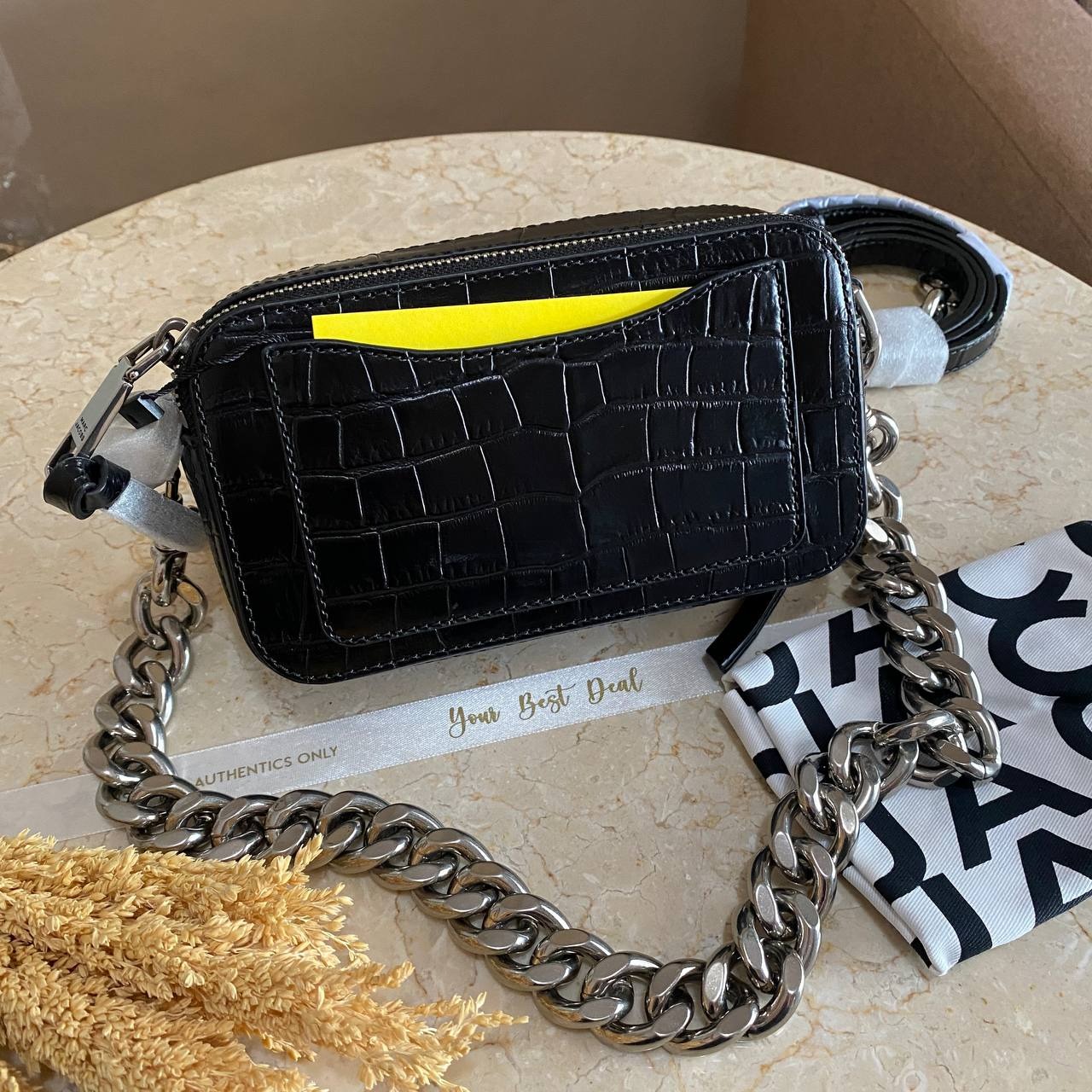 Marc Jacob The Snapshot Croco Embossed Camera Bag 