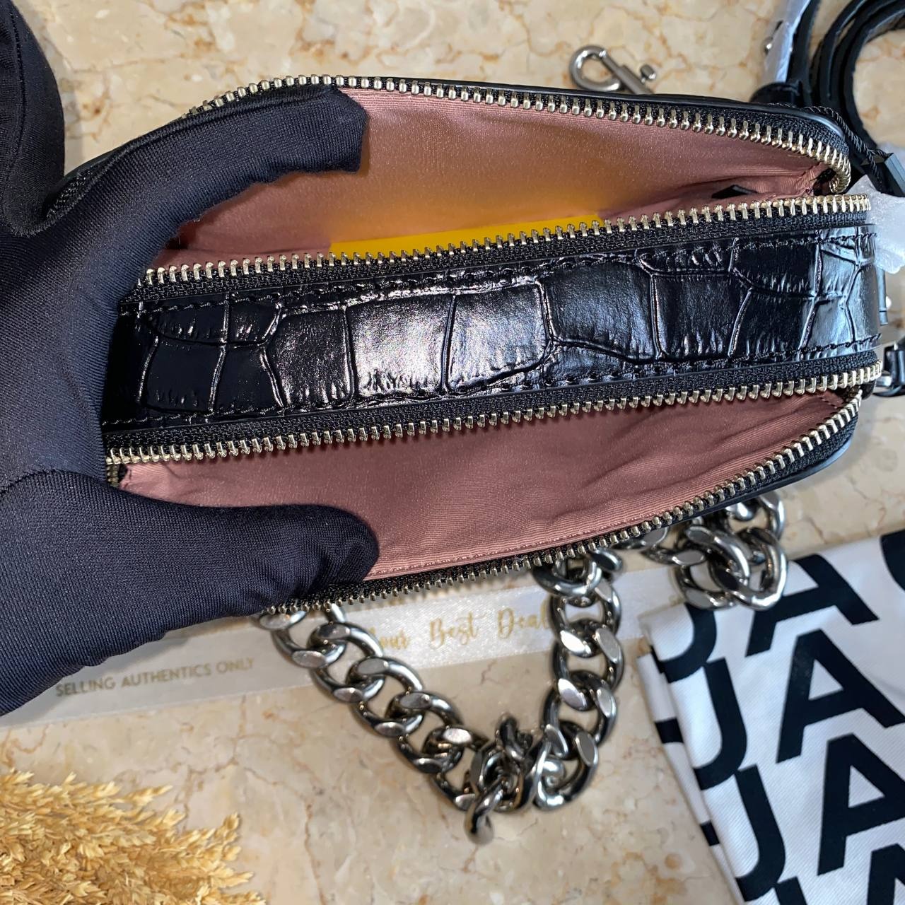 Marc Jacob The Snapshot Croco Embossed Camera Bag 