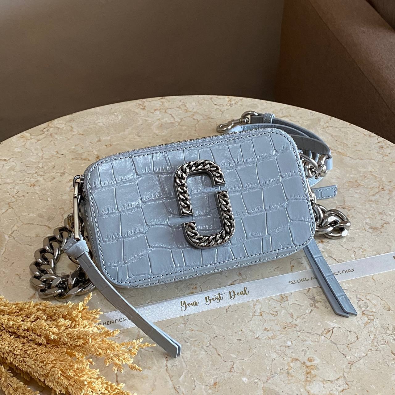 Marc Jacob The Snapshot Croco Embossed Camera Bag 
