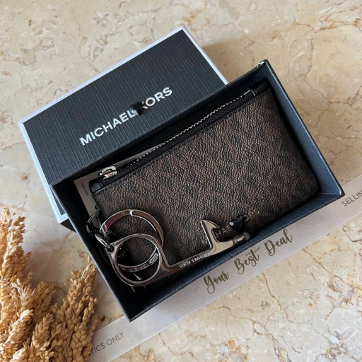 Image of Michael Kors Logo No Touch & Pouch Key Chain Set