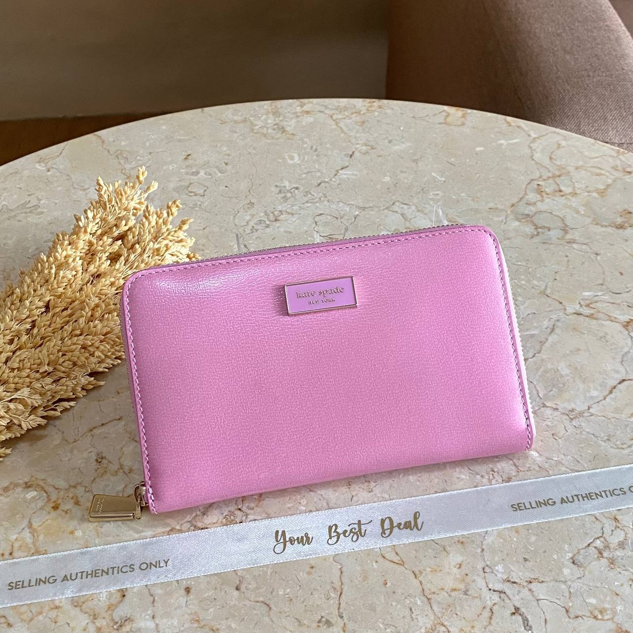 Kate Spade Katy Shiny Medium Zip Around Wallet Mandavilla