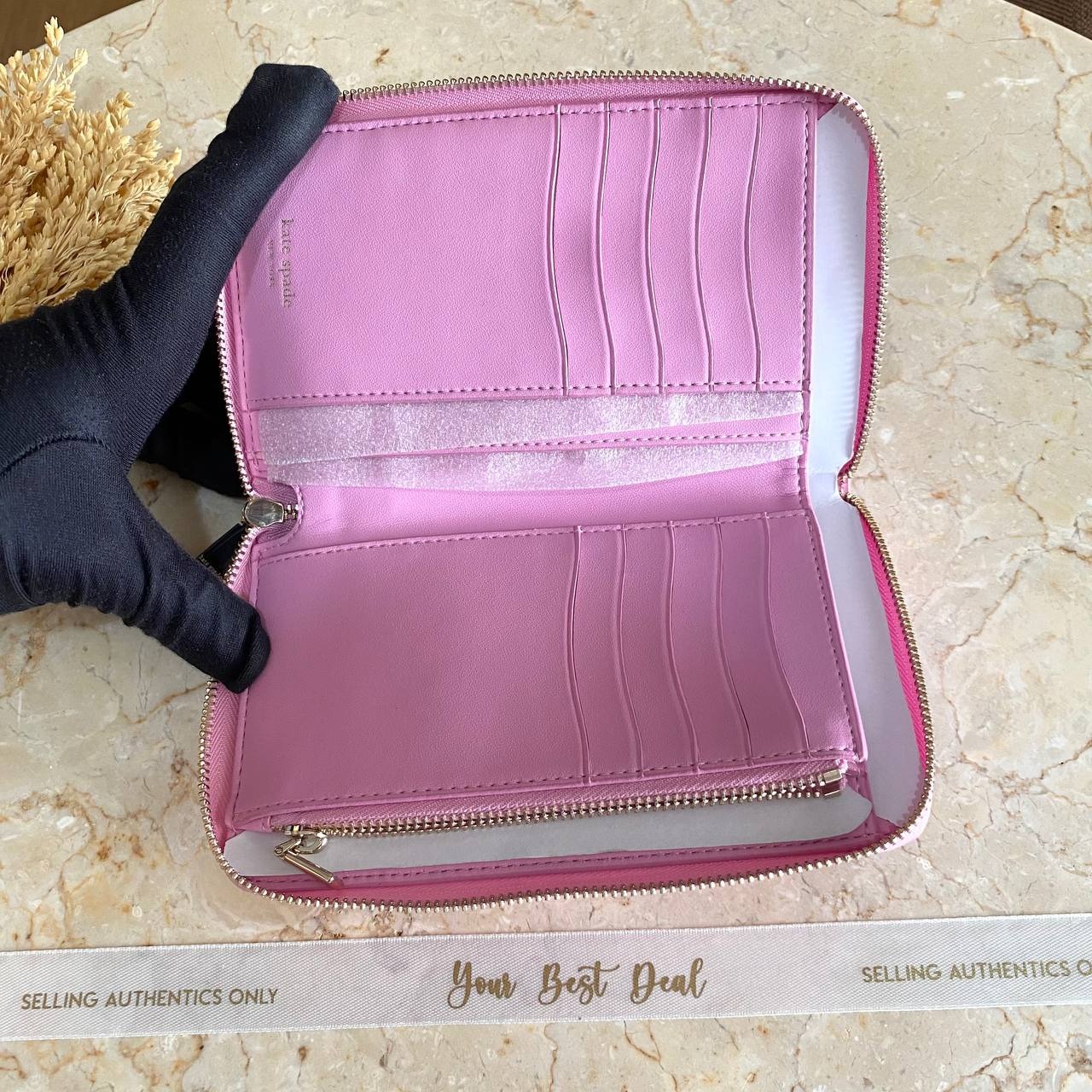 Kate Spade Katy Shiny Medium Zip Around Wallet Mandavilla
