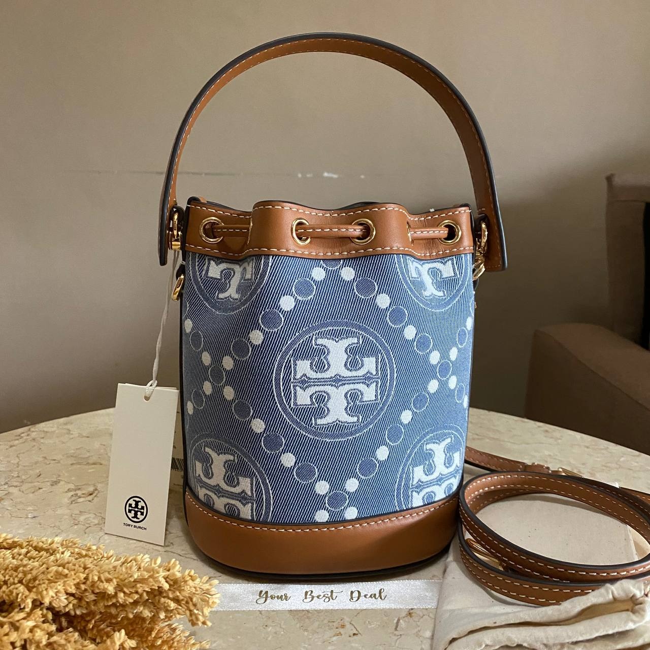 Tory Burch T Monogram Mini Bucket Bag