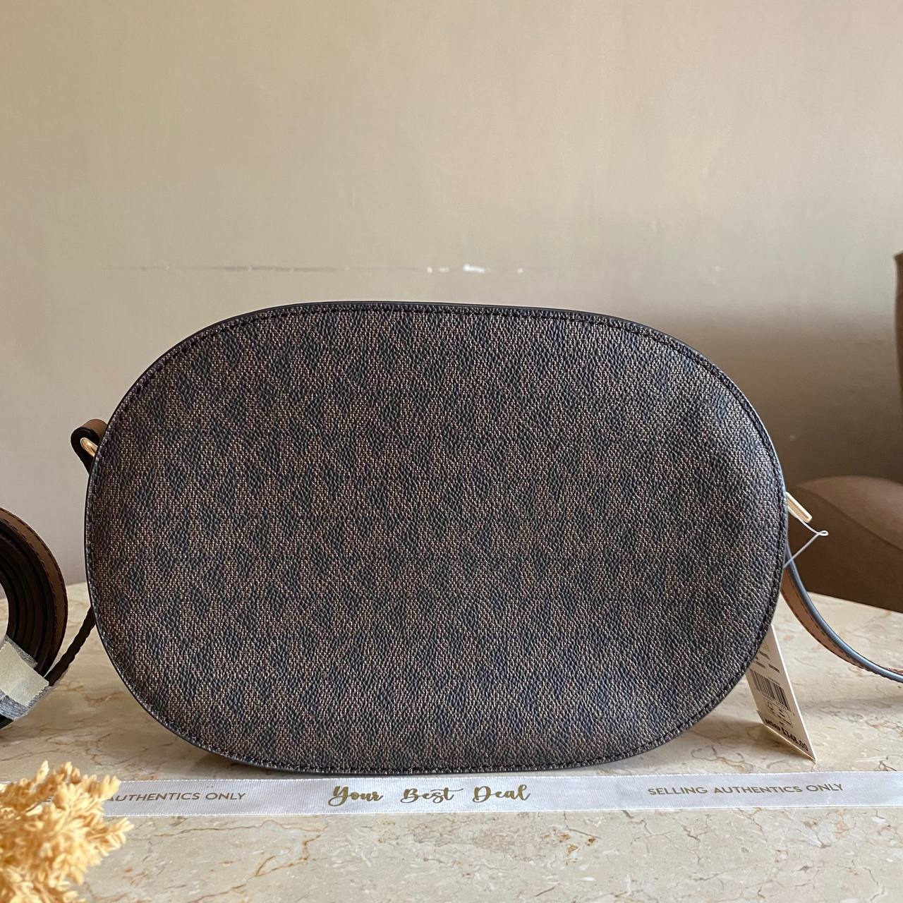 Michael Kors Jet Set Travel Medium Oval Crossbody Brown 