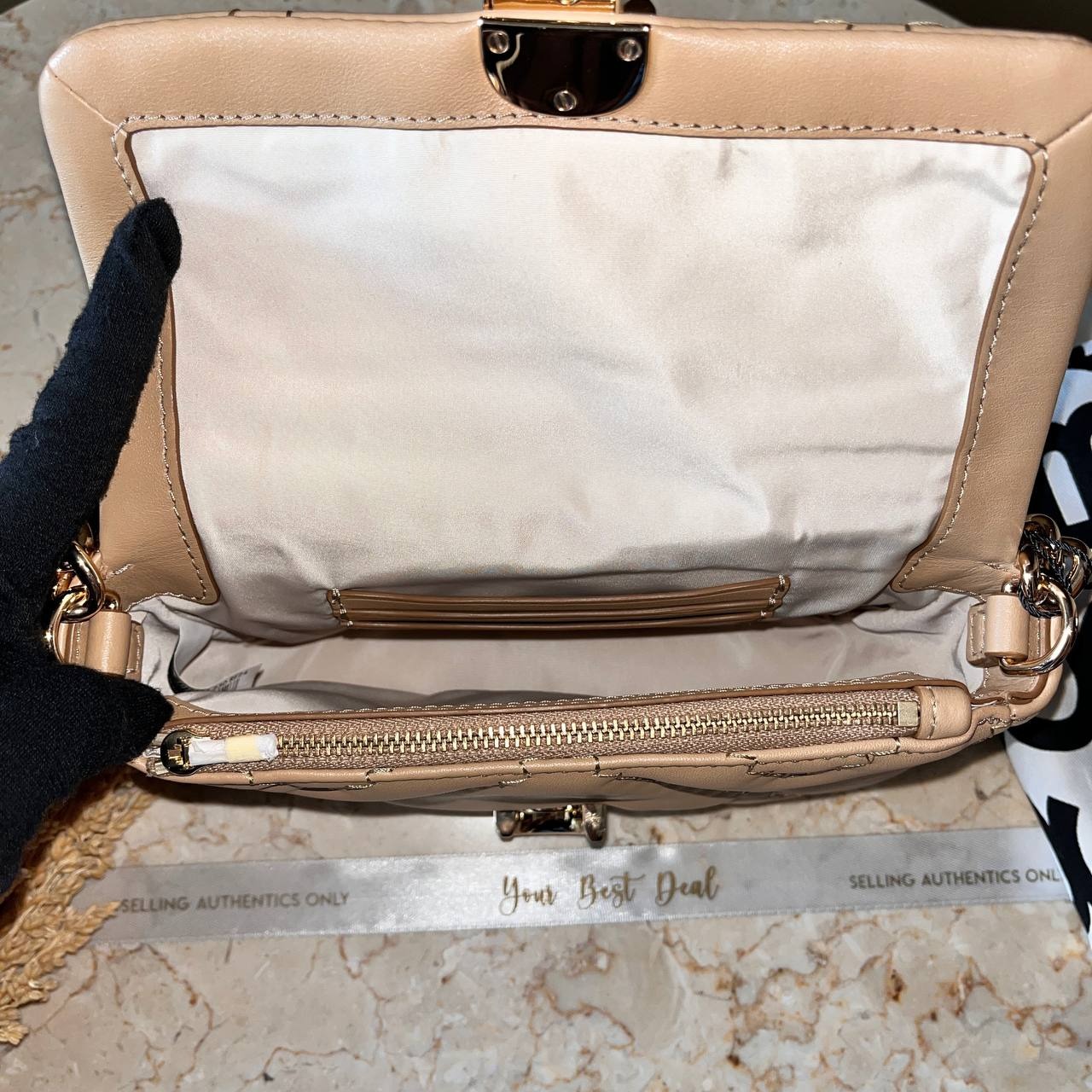 Marc Jacob Quilt J Marc Mini Shoulder Bag Camel
