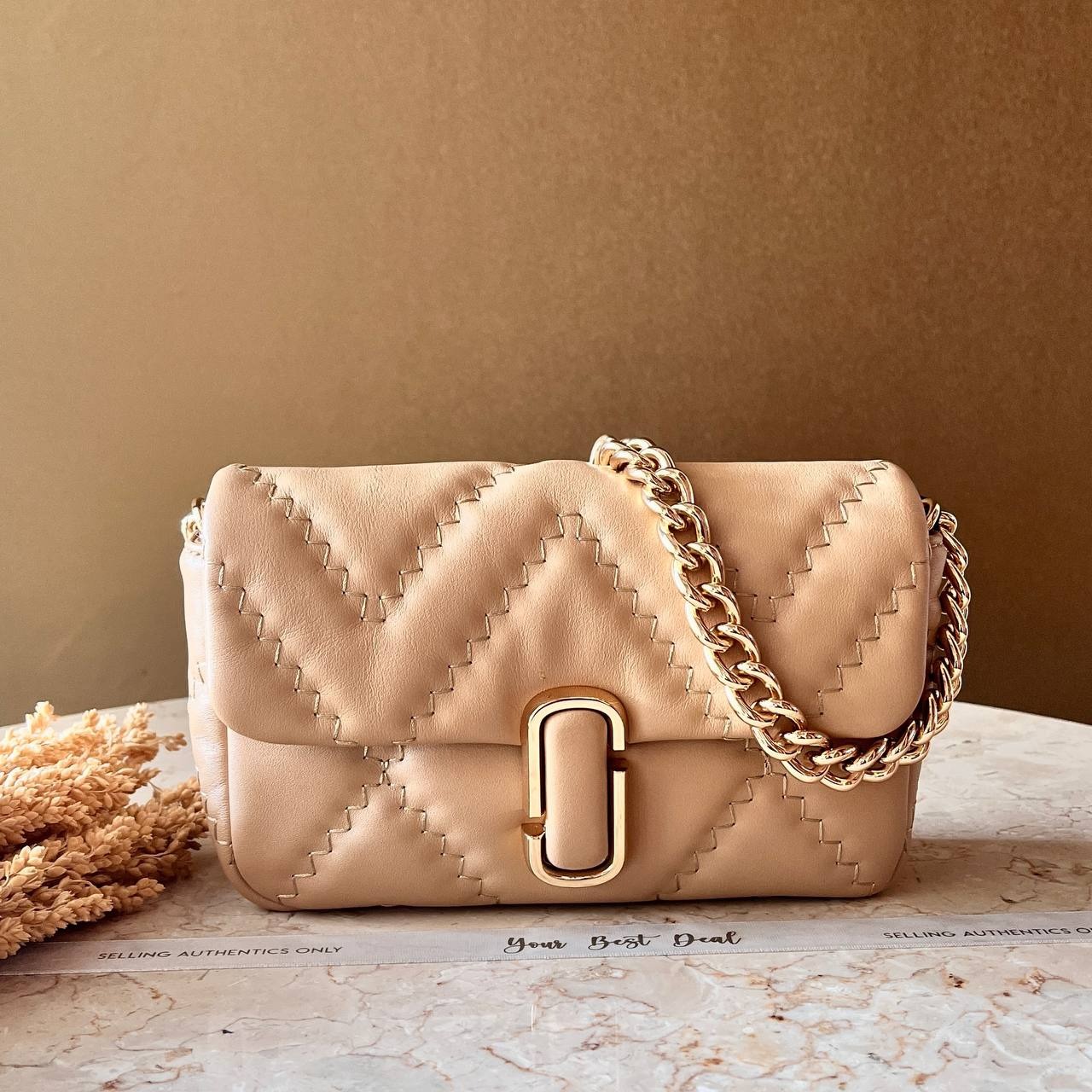 Marc Jacob Quilt J Marc Mini Shoulder Bag Camel