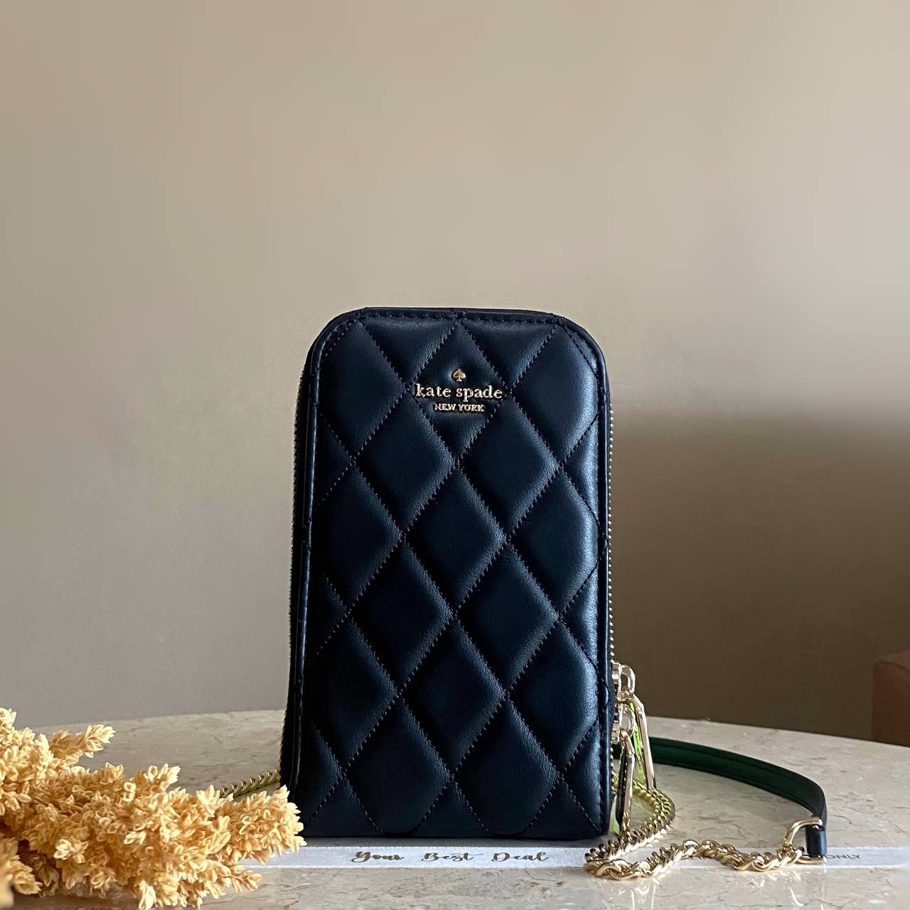 Kate Spade Carey Quilted North South Phone Crossbody Black