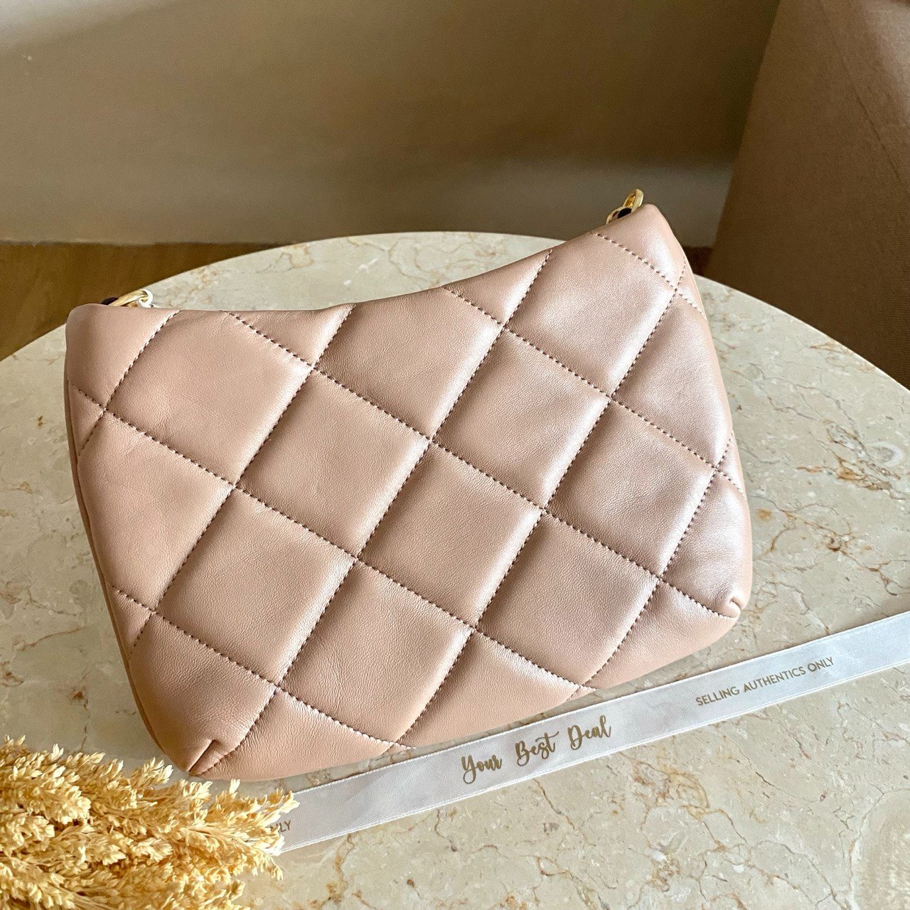 Tory Burch Willa Soft Quilt Zip Top Shoulder Bag Roasted Almond