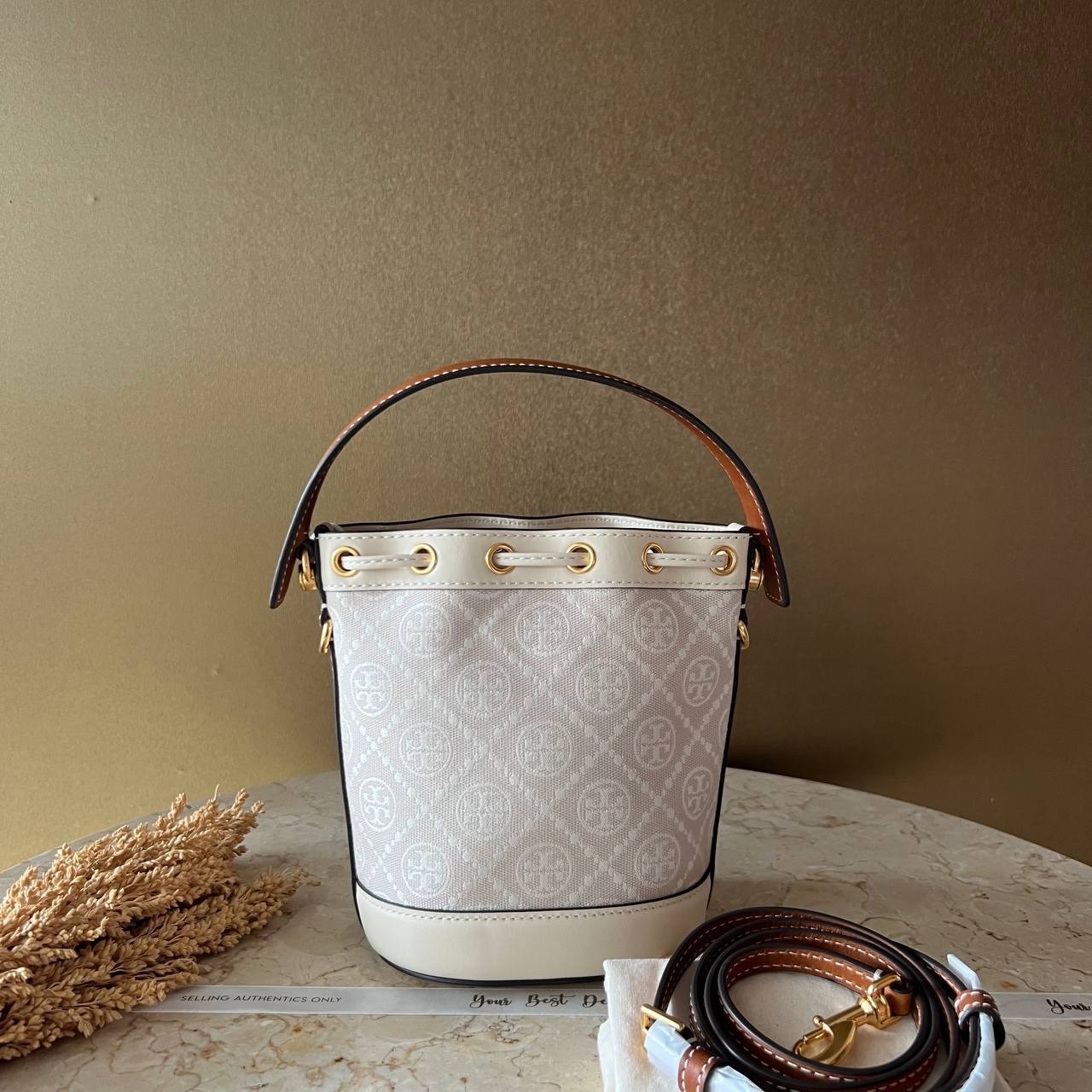 Tory Burch T Monogram Mini Bucket Bag