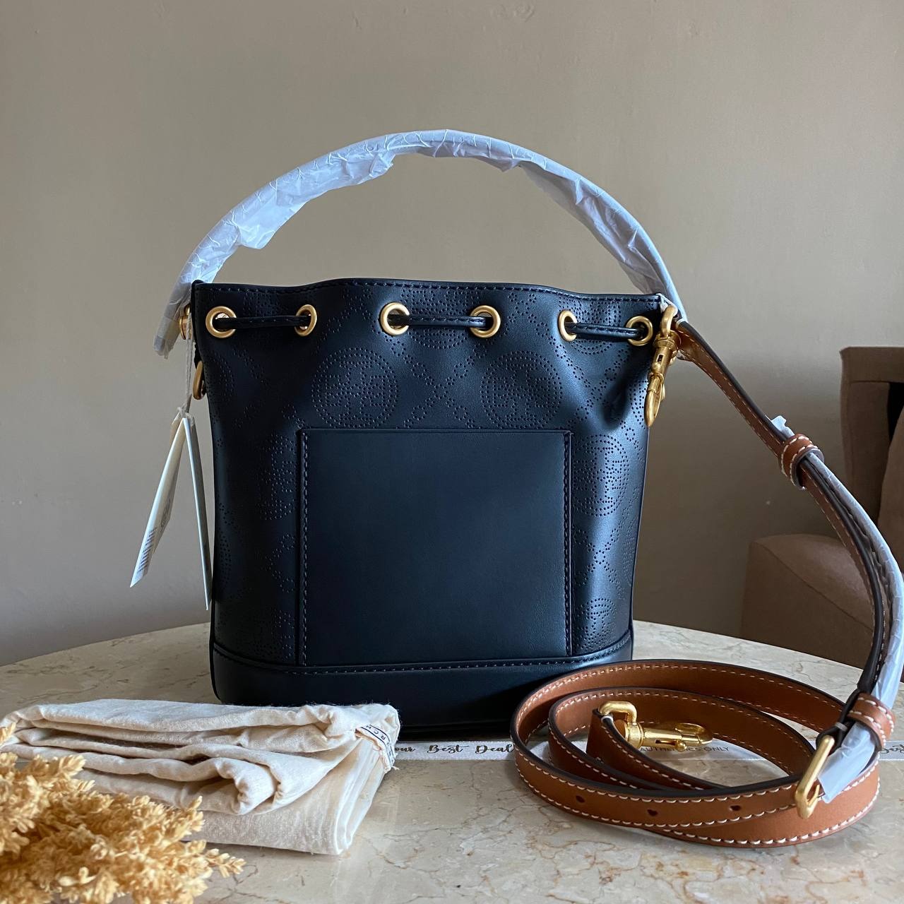 Tory Burch T monogram Perforated Bucket Bag