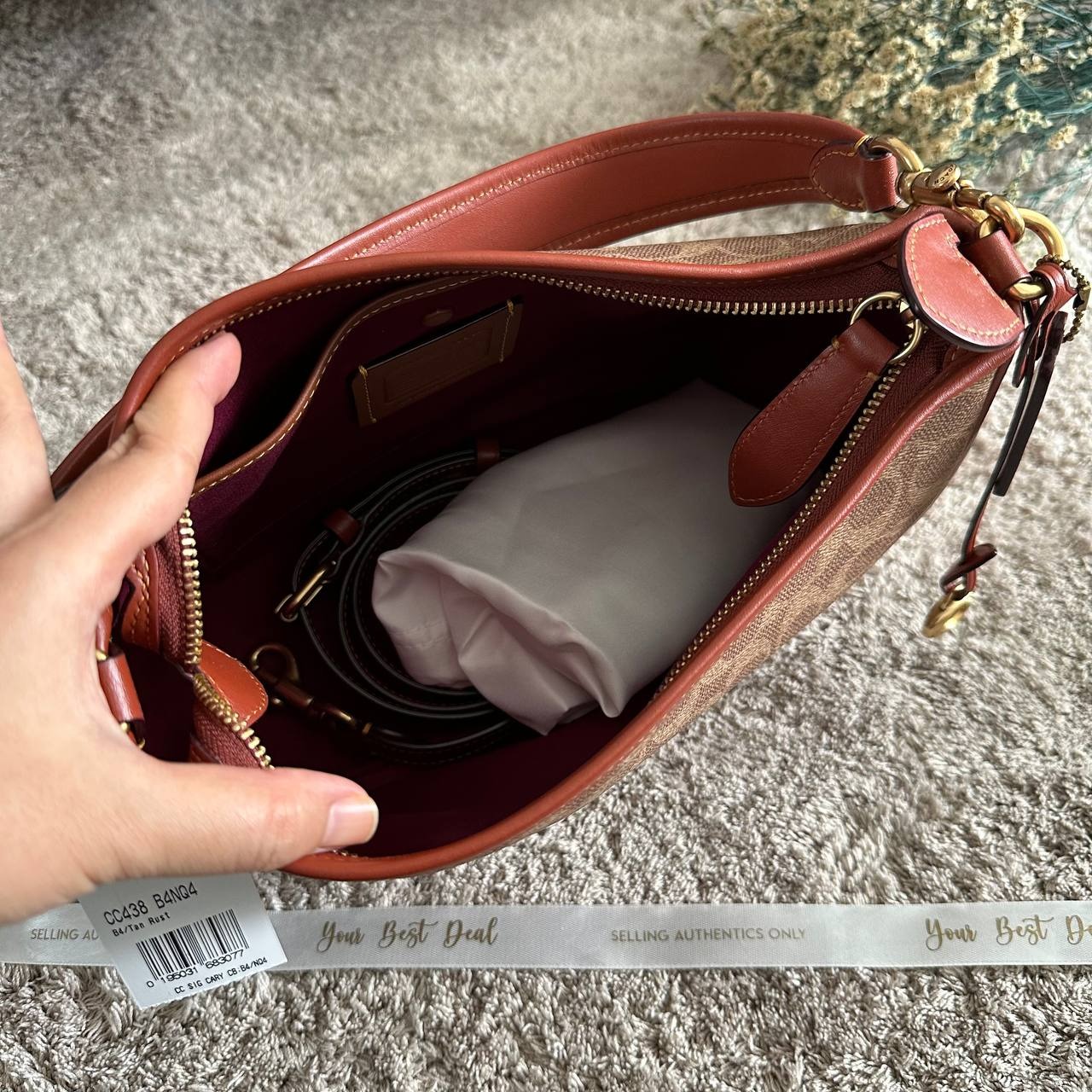 Coach Signature Cary Crossbody Tan Rust