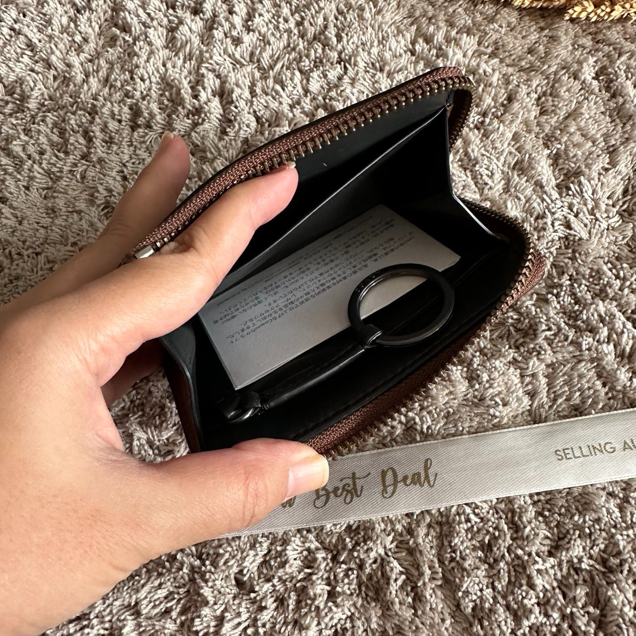 Coach Zip Leather Key Case Saddle