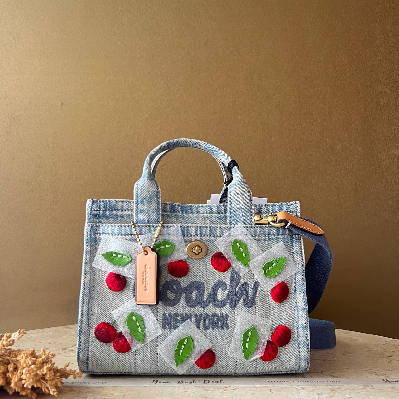 Coach Cargo Tote Bag 20 with Cherry Embroidery
