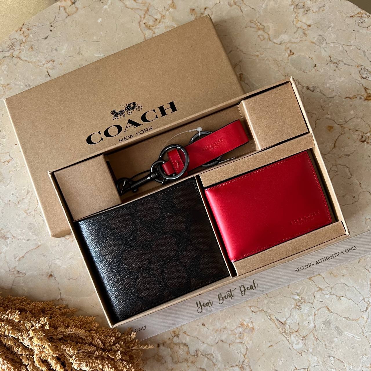Coach Signature 3 in 1 Compact ID Wallet Gift Set 