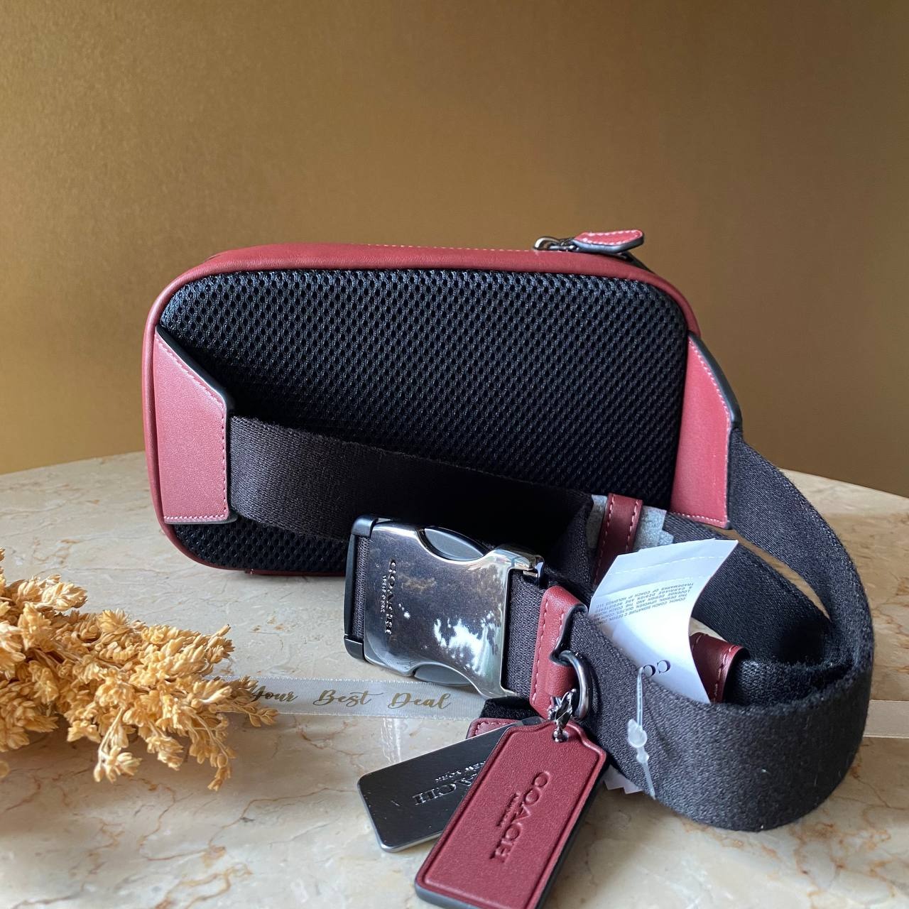  Coach Signature Wyatt Belt Bag  Wine Multi 