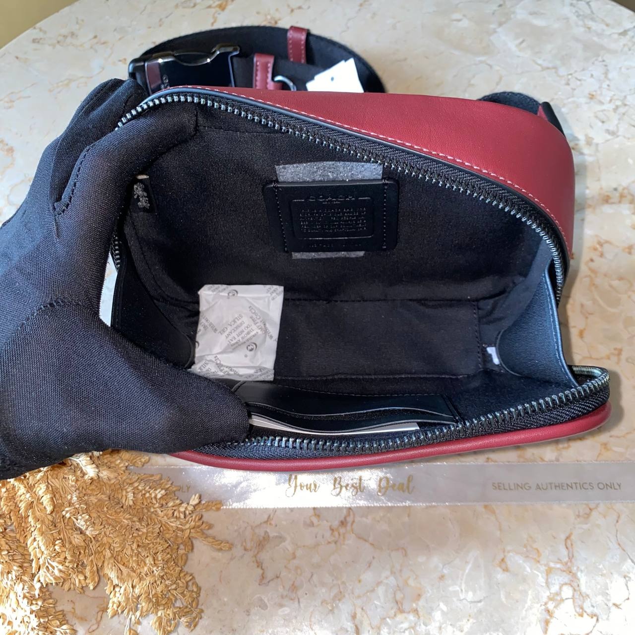  Coach Signature Wyatt Belt Bag  Wine Multi 