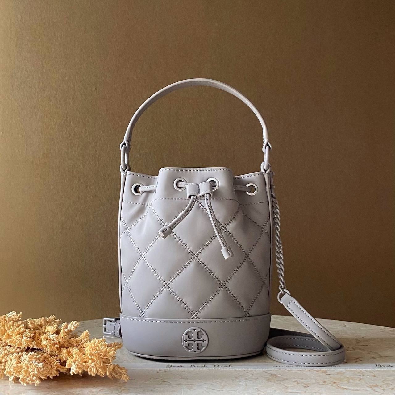 Tory Burch Willa Matte Mini Bucket Bag Grey Heron