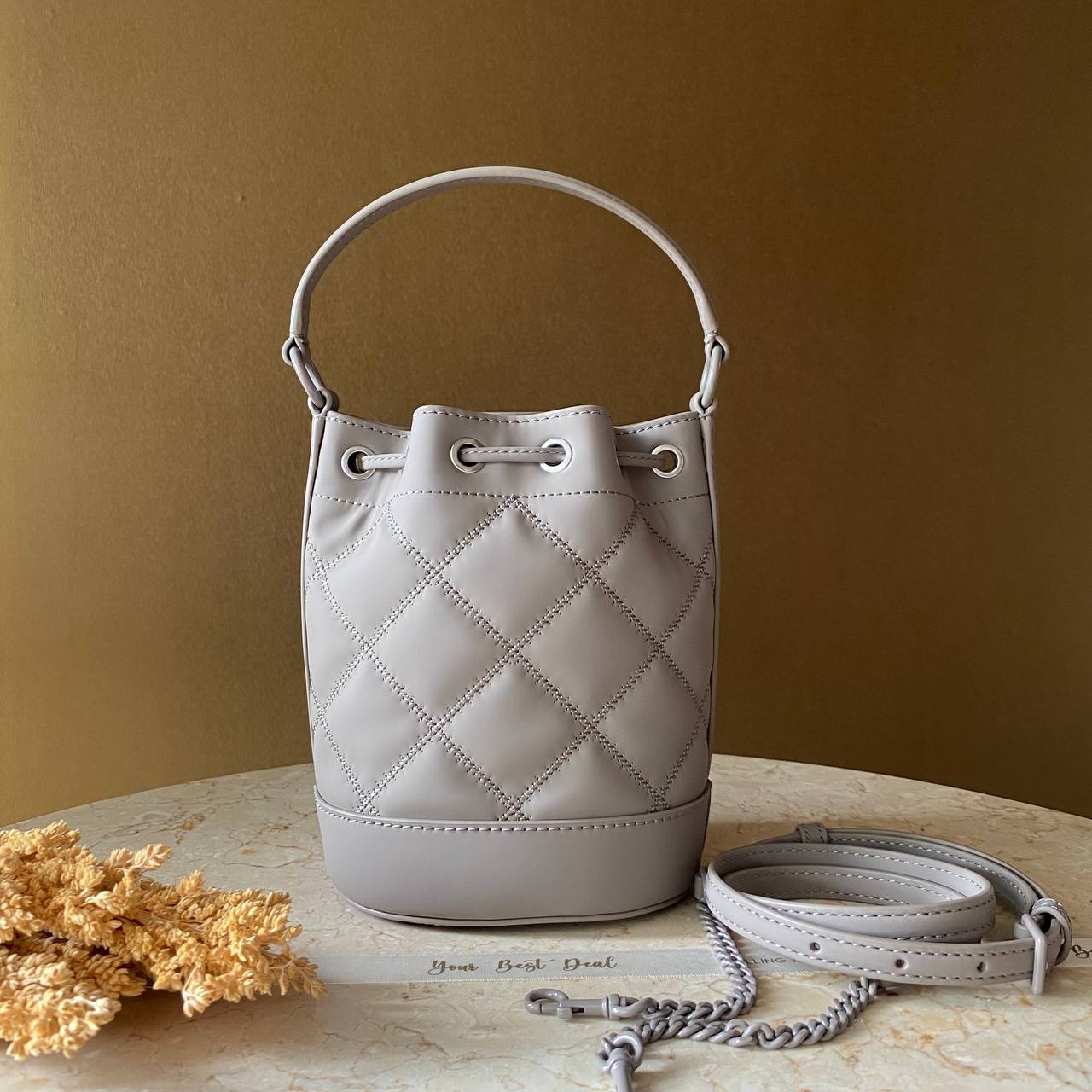 Tory Burch Willa Matte Mini Bucket Bag Grey Heron