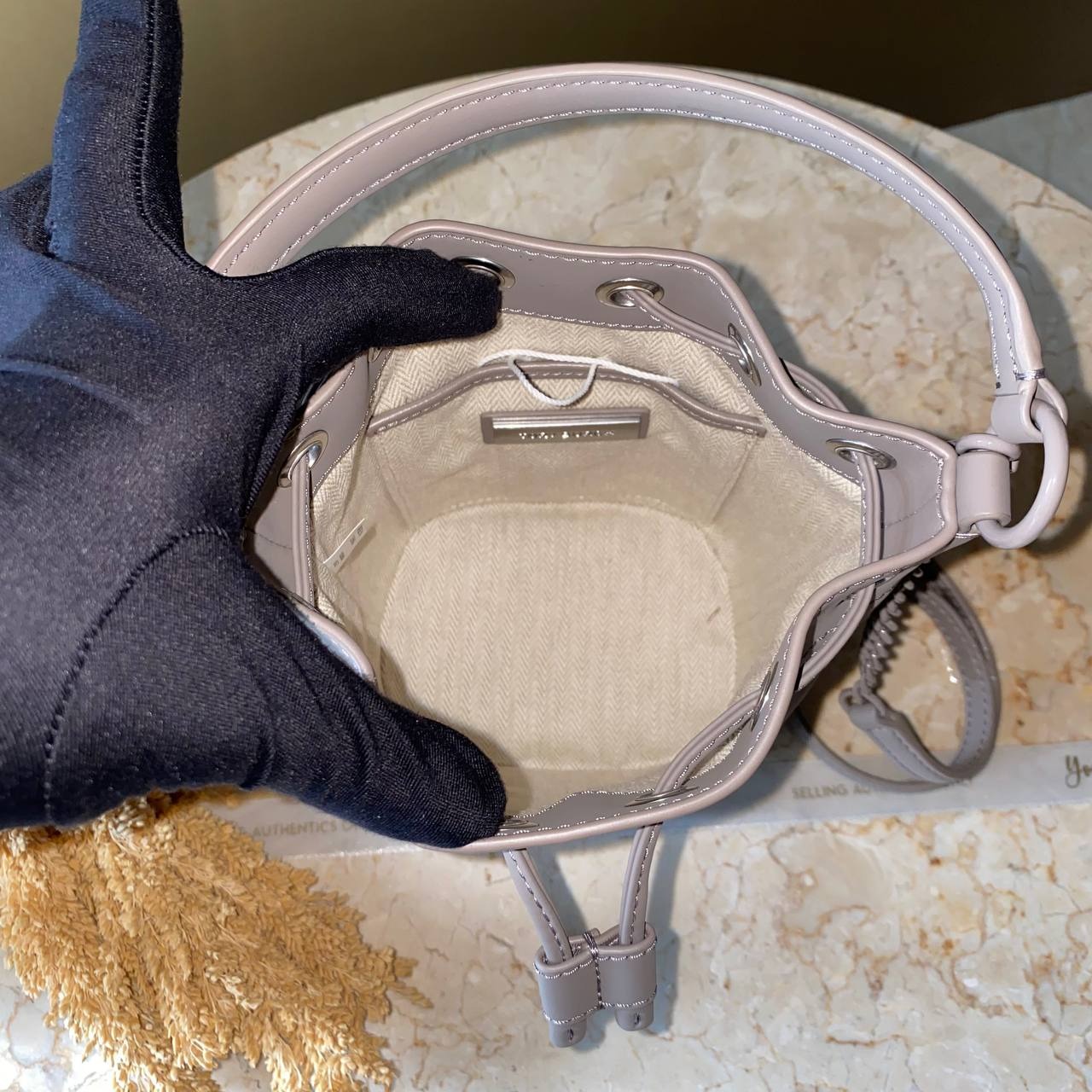 Tory Burch Willa Matte Mini Bucket Bag Grey Heron