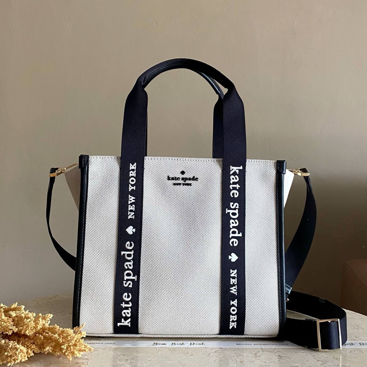 Kate Spade Kip Canvas Small Tote Natural Multi