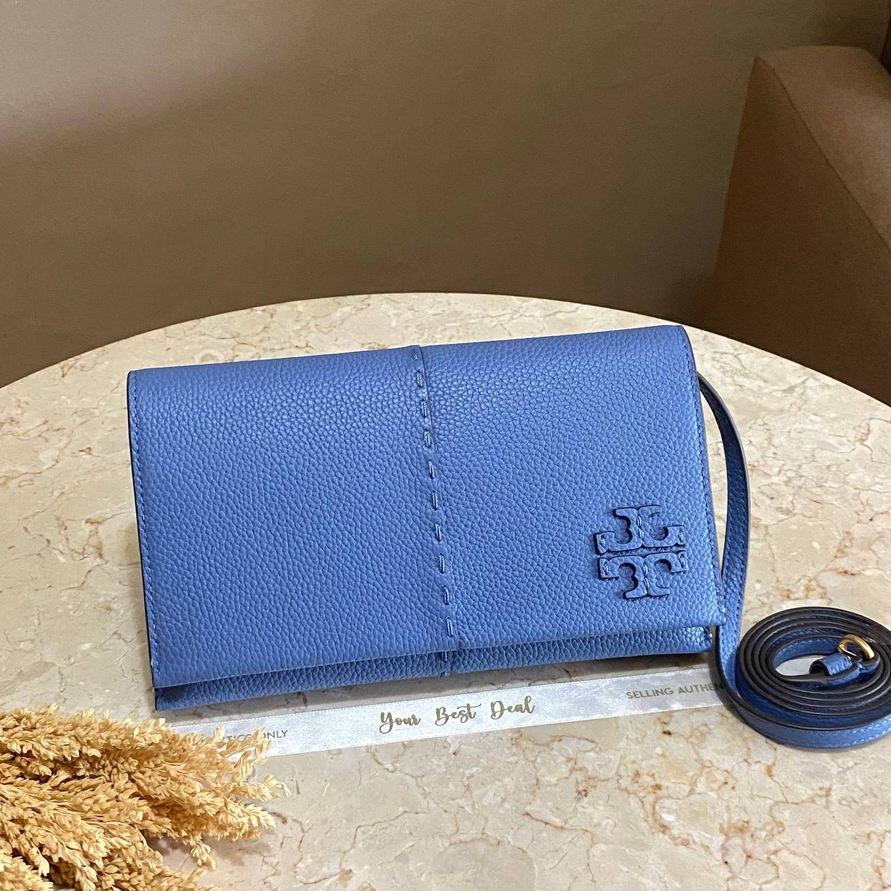 Tory Burch McGraw Crossbody Wallet Bluewood 