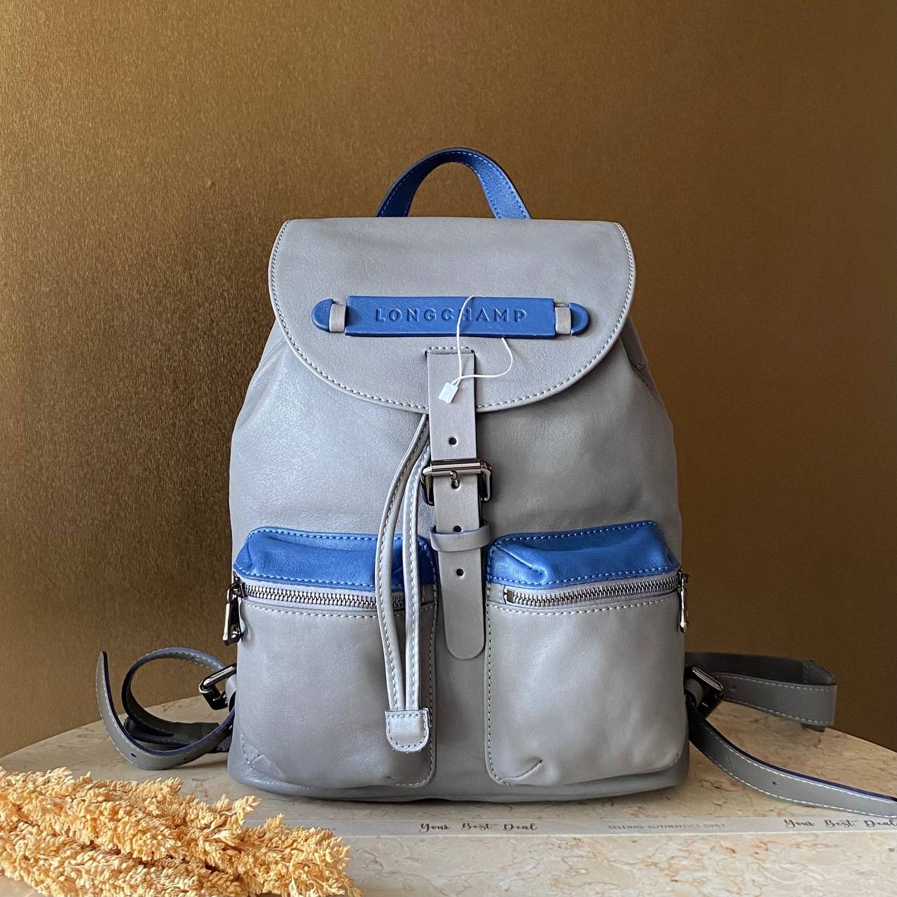 Long Champ Cuir 3D Medium Backpack