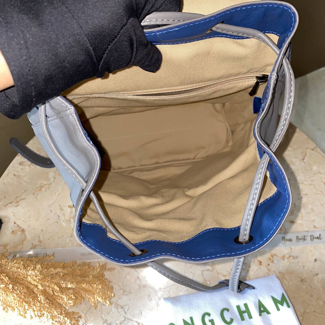 Long Champ Cuir 3D Medium Backpack
