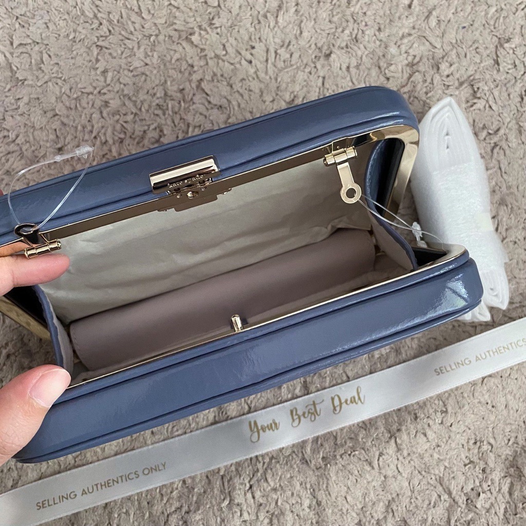 Kate Spade Tonight Crinkle Patent Clutch Crossbody BassBlue