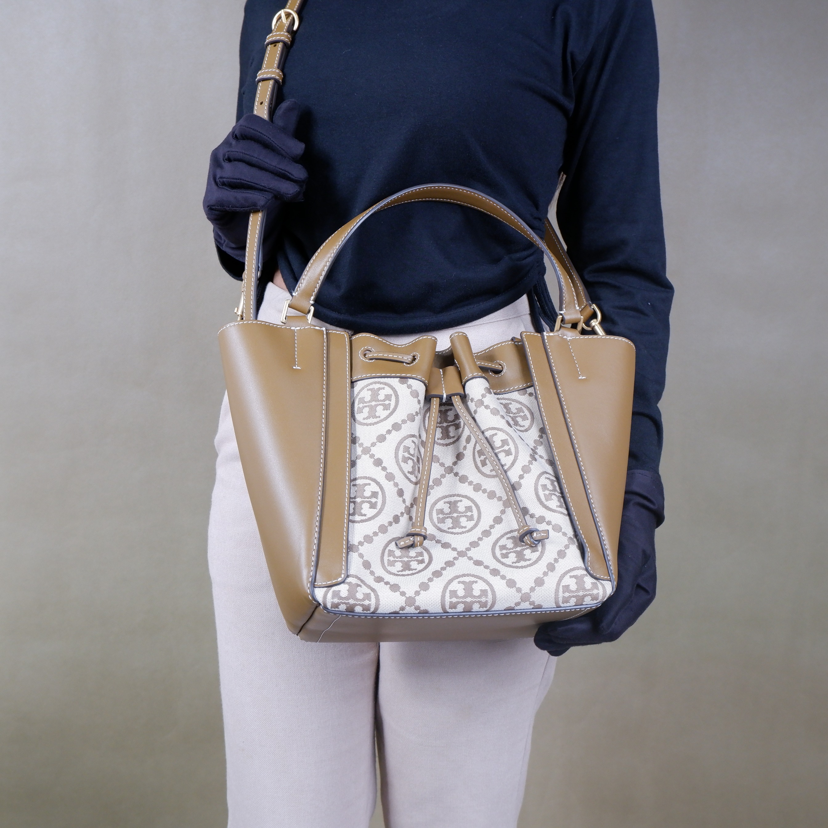 Tory Burch McGraw Monogram Jacquard Draw Satchel 