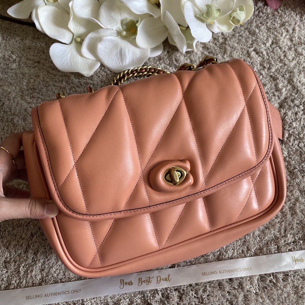 Coach Pillow Madison 24 Shoulder Bag With Quilting Light Coral