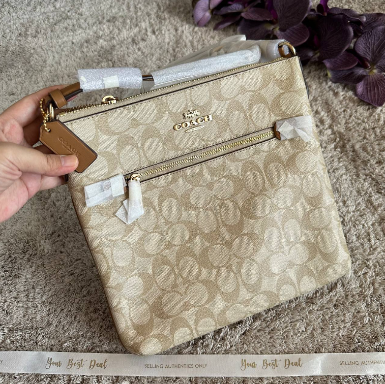 Coach Signature Rowan File Bag Brown Black