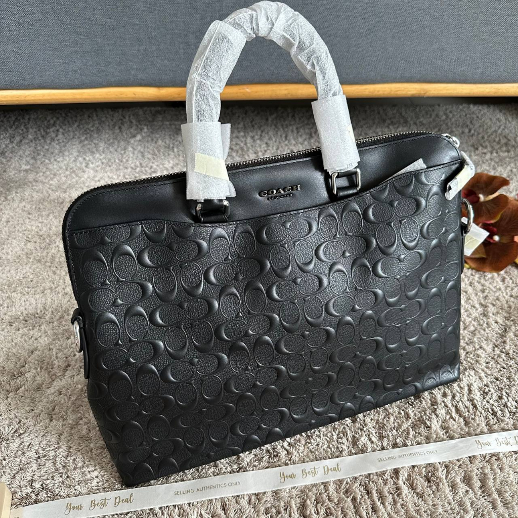 Coach Signature Embossed Beckett Portofolio Brief Black