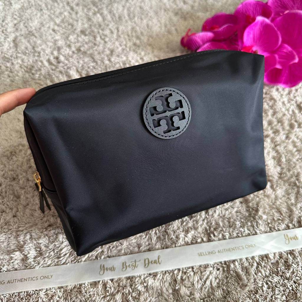 Tory Burch Medium Nylon Cosmetic Case Black