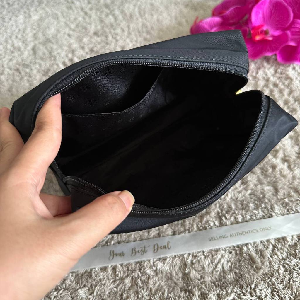 Tory Burch Medium Nylon Cosmetic Case Black