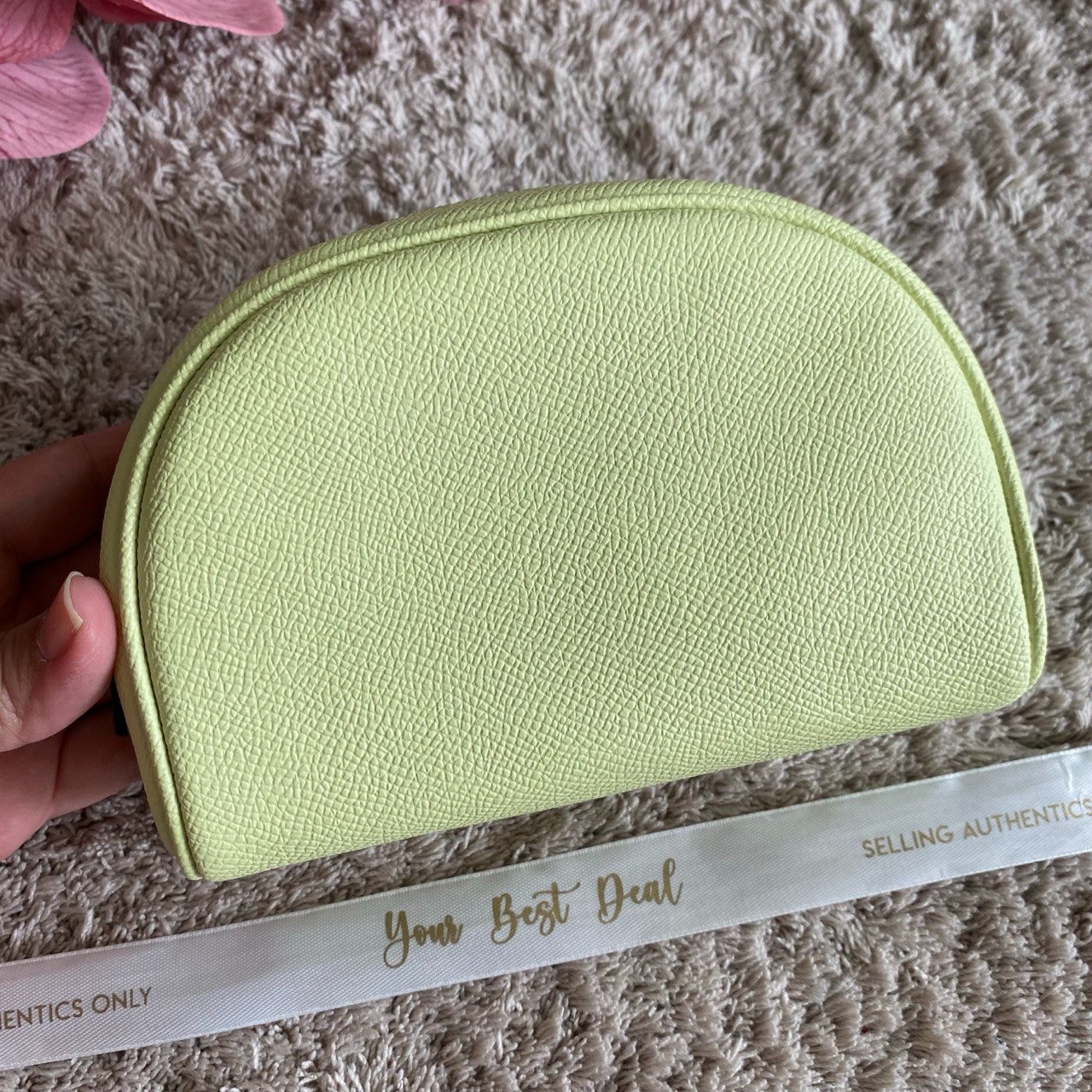 Coach Crossgrain  Dome Cosmetic Pouch and Case Pale Lime