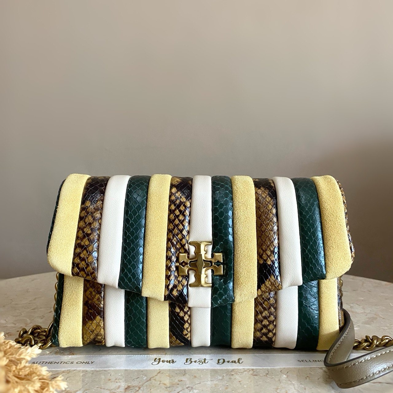 Tory Burch Kira Striped Crossbody Yellow Multi