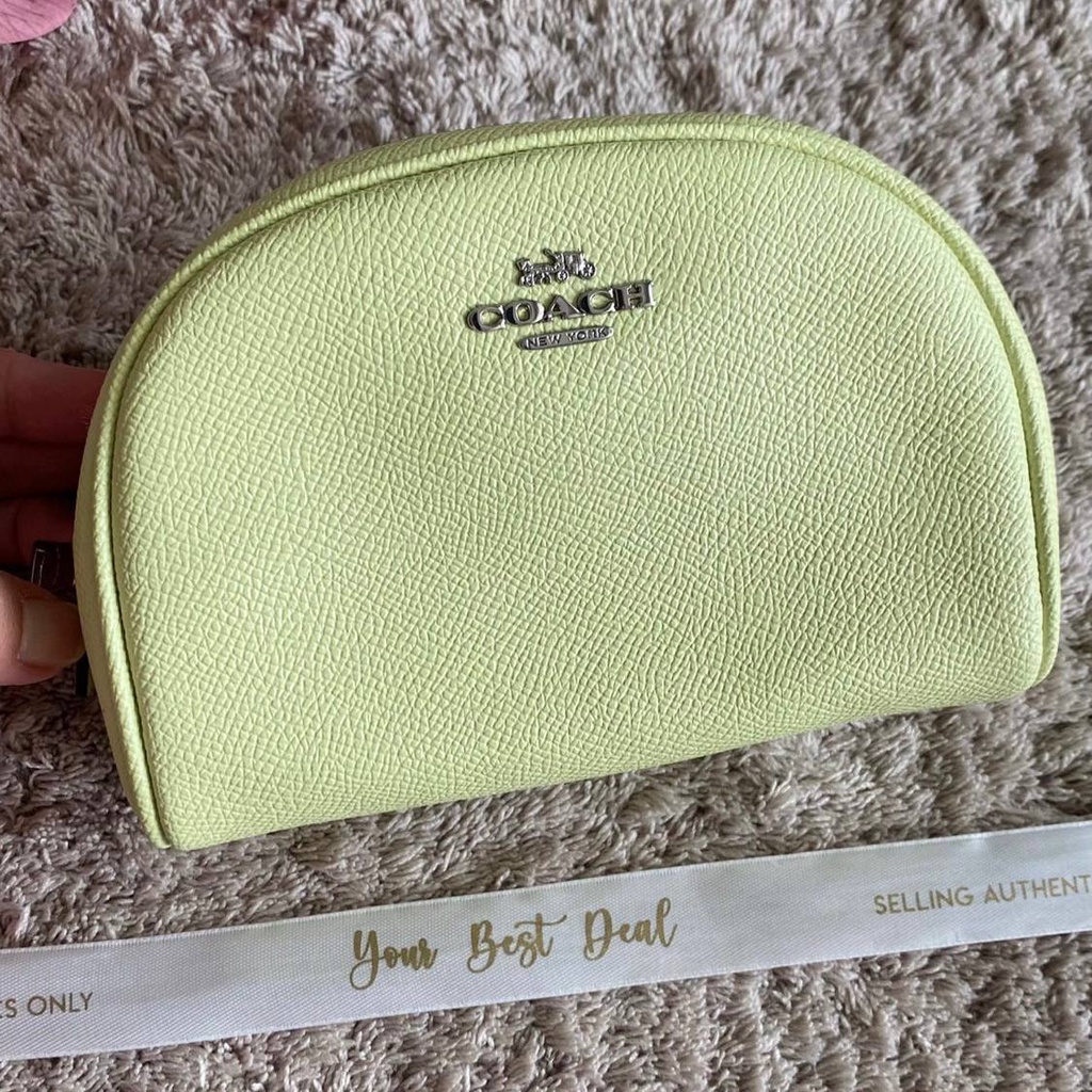 Coach Crossgrain  Dome Cosmetic Pouch and Case Pale Lime