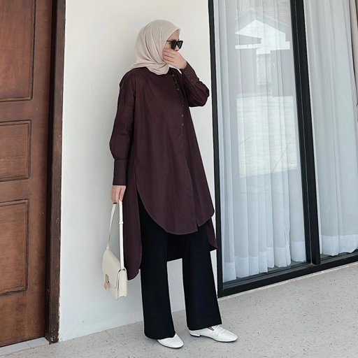 Image of HASYA LONG SHIRT - DARK CHOCO