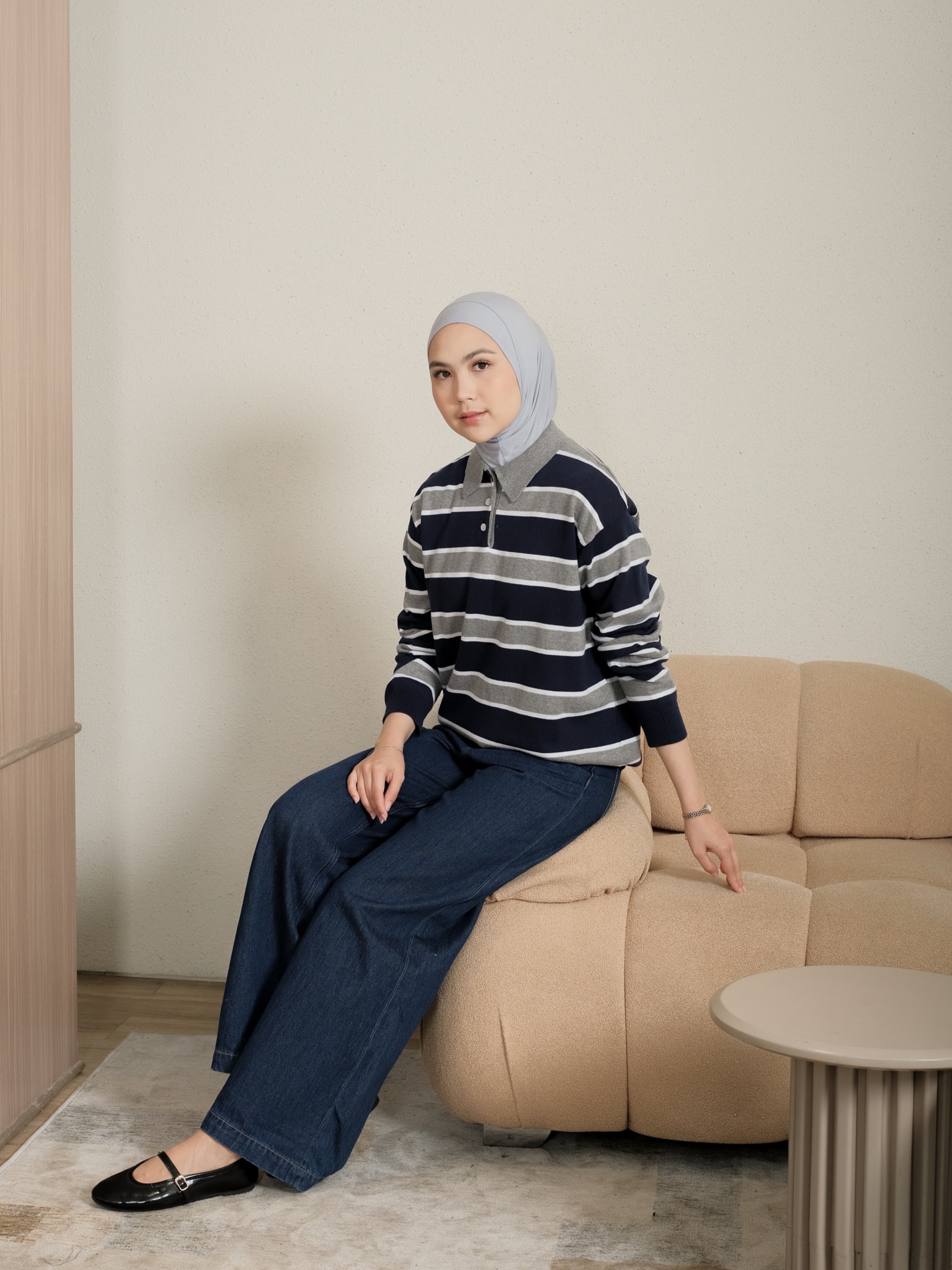 ASLEY KNIT TOP - NAVY