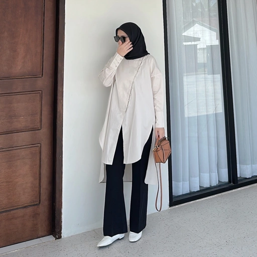 Image of HASYA LONG SHIRT - NUDE
