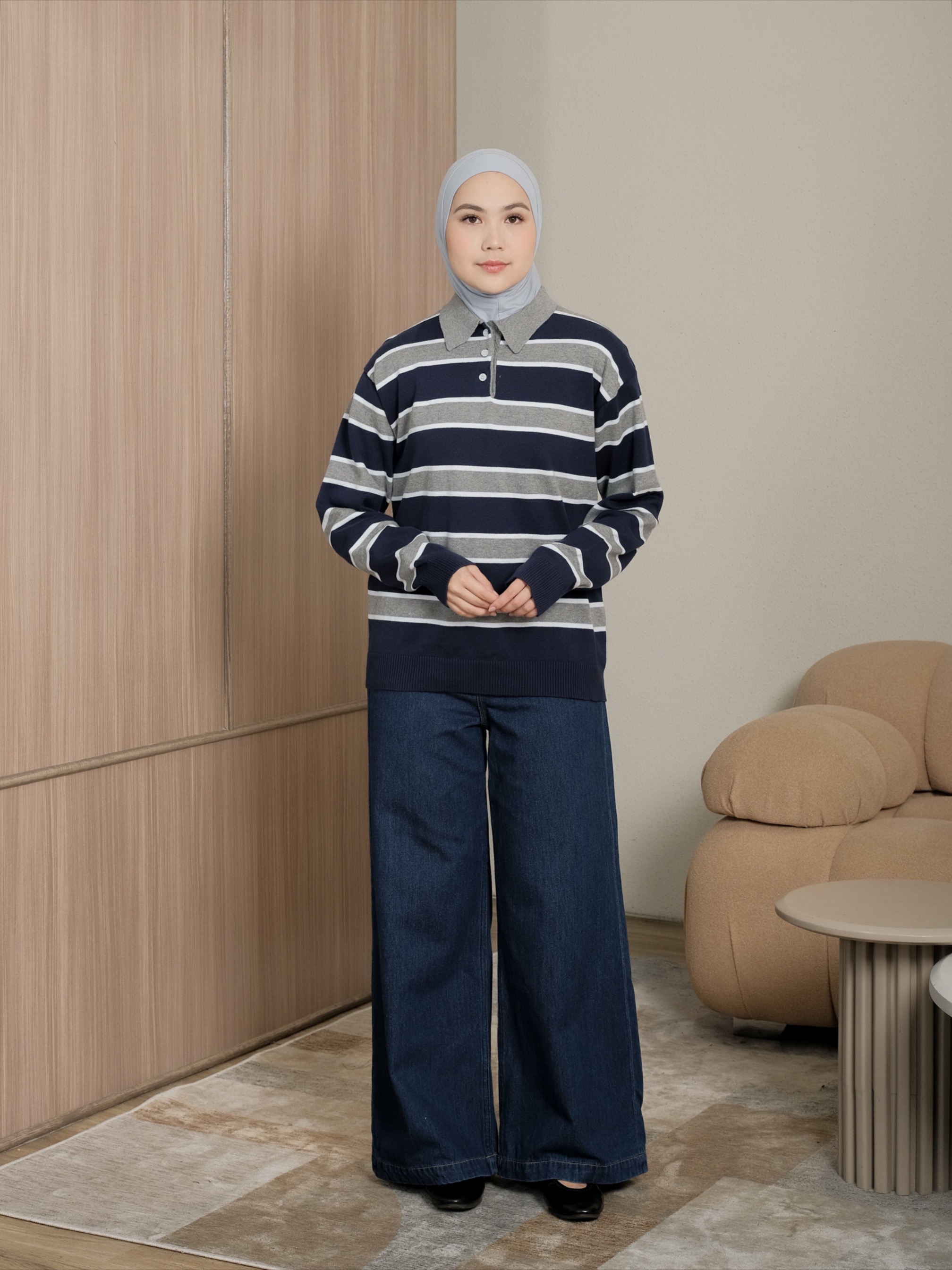 ASLEY KNIT TOP - NAVY