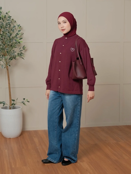 Image of ZONNA KNIT CARDI - BURGUNDY
