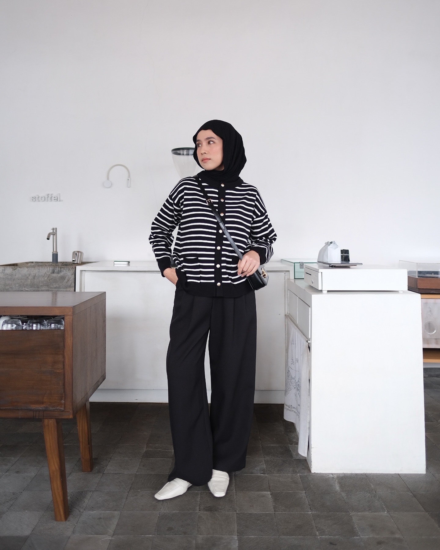ASCA KNIT CARDI - BLACK