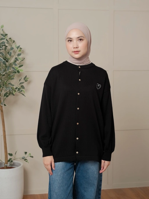 Image of ZONNA KNIT CARDI - BLACK