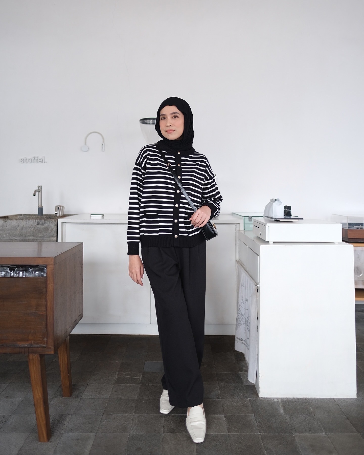 ASCA KNIT CARDI - BLACK