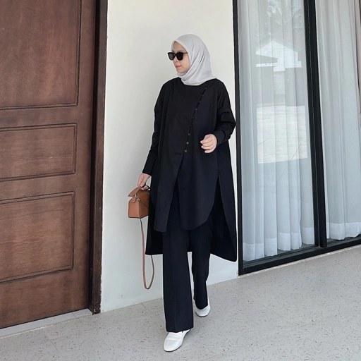 Image of HASYA LONG SHIRT - BLACK