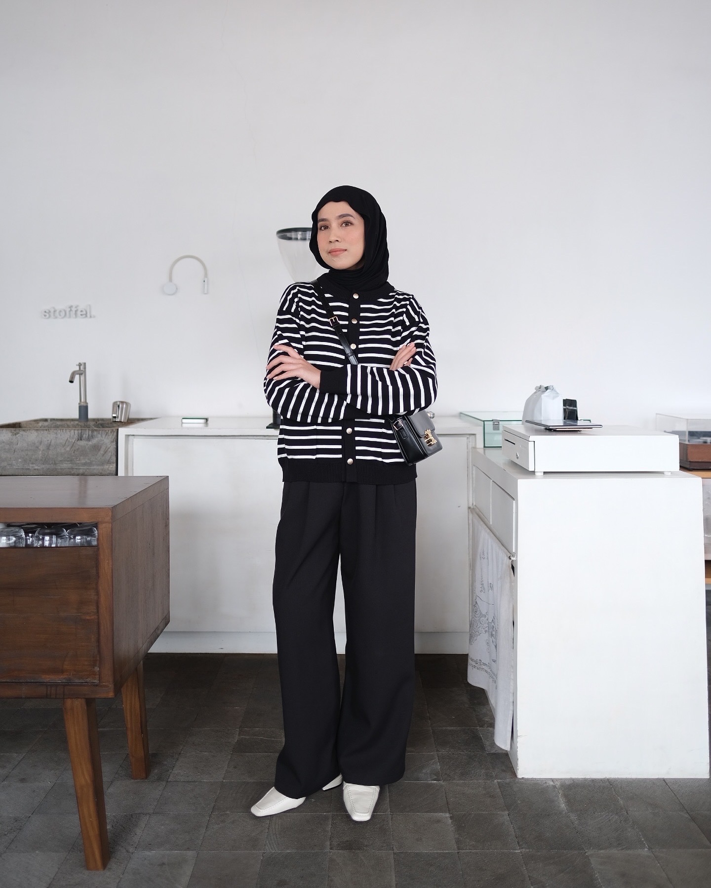 ASCA KNIT CARDI - BLACK