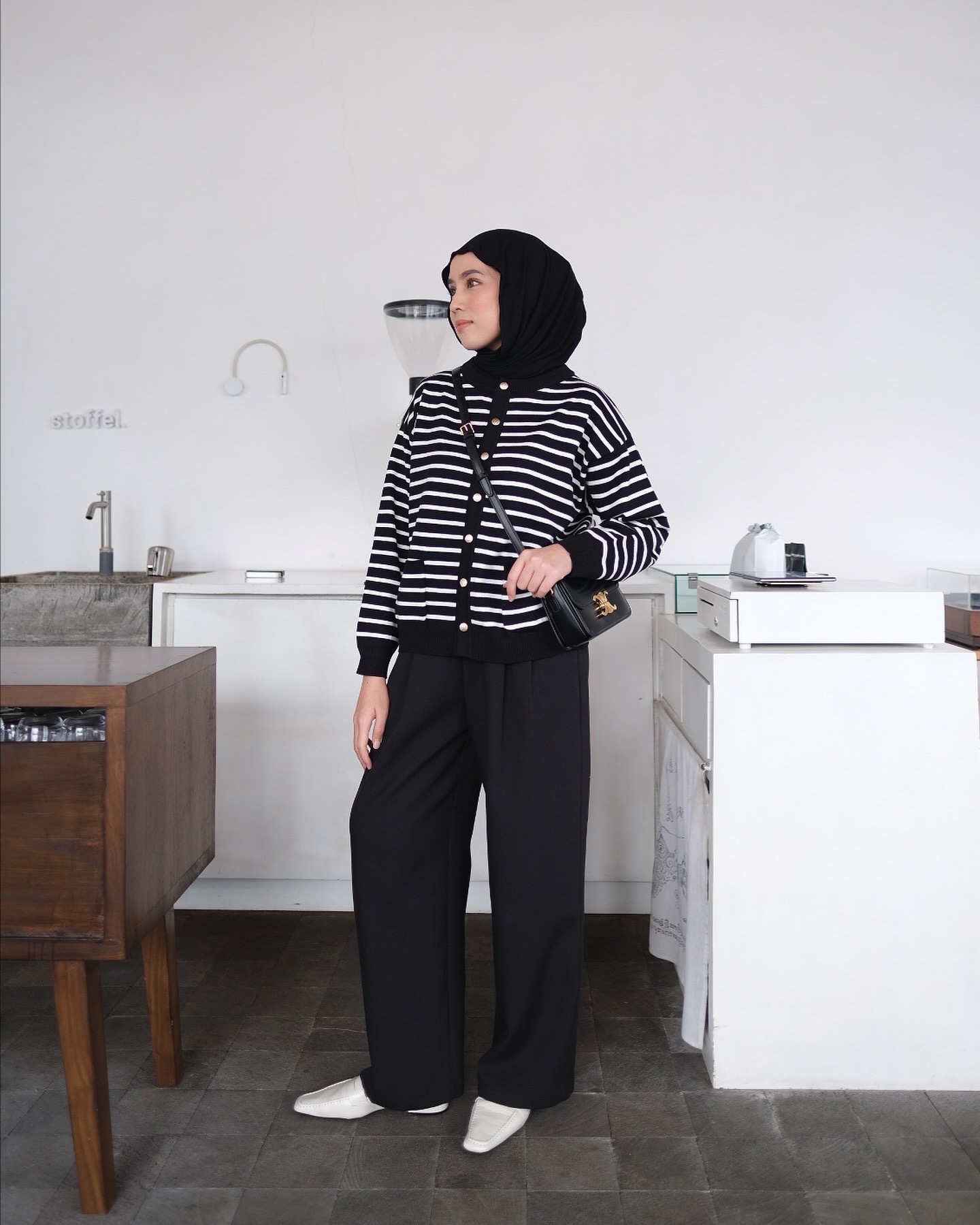 ASCA KNIT CARDI - BLACK